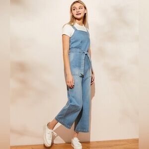 Copper Key Blue Ankle Length overalls with Belted Waist